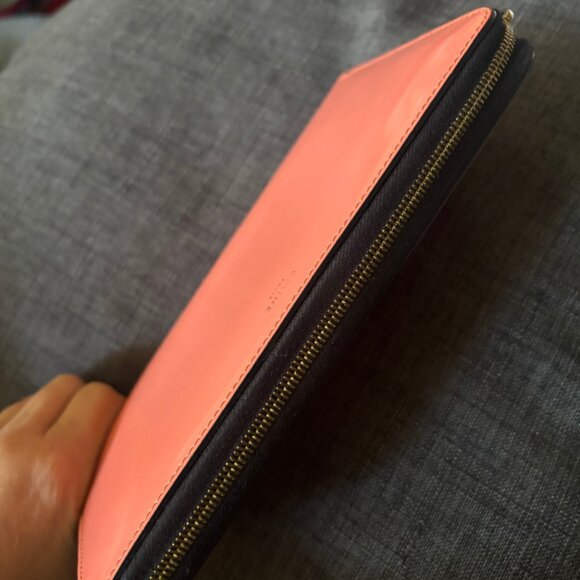 Authentic CELINE Coral Pink Patent Leather Long Continental ZIp Around Wallet - Picture 4 of 11